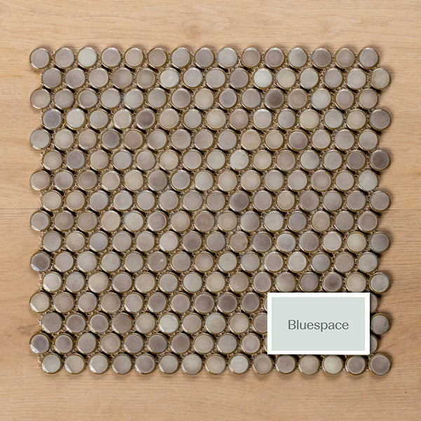 Mooloolaba Gloss Tea Porcelain Penny Round Mosaic Tile 20x20mm