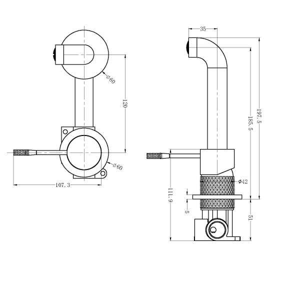 Nero Opal Wall Basin/Bath Mixer Separate Back Plate 185mm Brushed Bronze