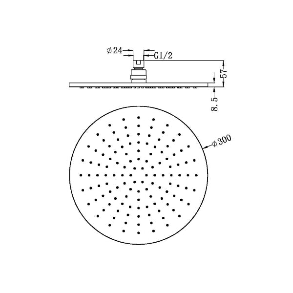 Nero 300mm Round Shower Head Chrome