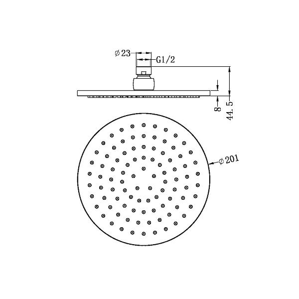 Nero 200mm Round Shower Head Chrome