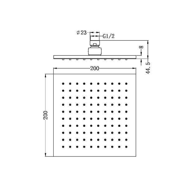 Nero 200mm Square Shower Head Matte Black