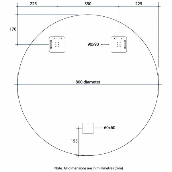 Thermogroup Round Polished Edge Mirror 500mm - 900mm