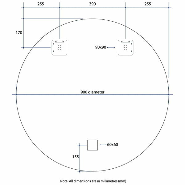 Thermogroup Round Polished Edge Mirror 500mm - 900mm