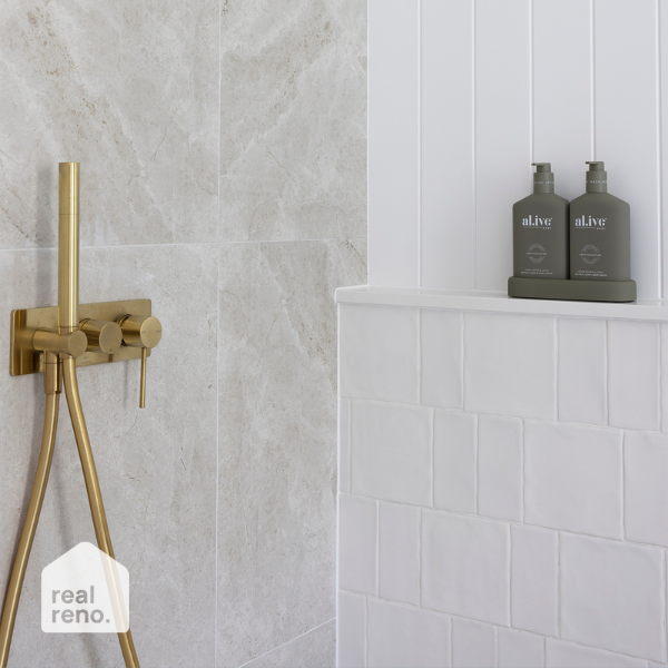 Phoenix Vivid Slimline Wall Shower System - Brushed Gold