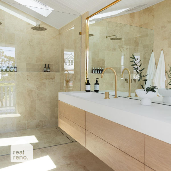 Caroma 415mm Right Angled Shower Arm - Brushed Brass