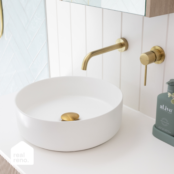 Phoenix Vivid Slimline Wall Basin Outlet 180mm Curved-Brushed Gold