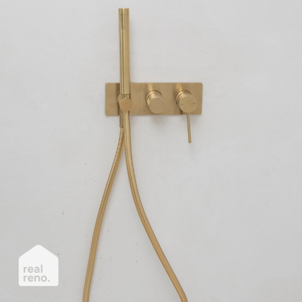 Phoenix Vivid Slimline Wall Shower System - Brushed Gold