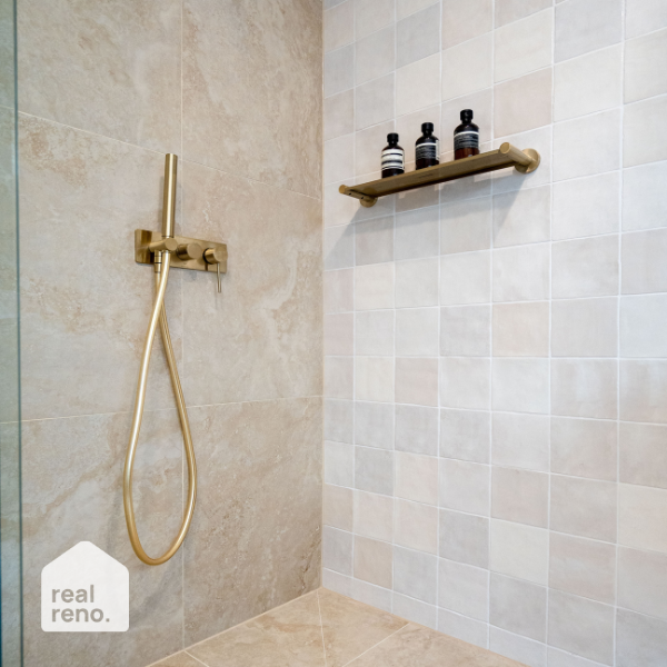 Phoenix Radii Shower Shelf Round Plate - Brushed Gold 450mm