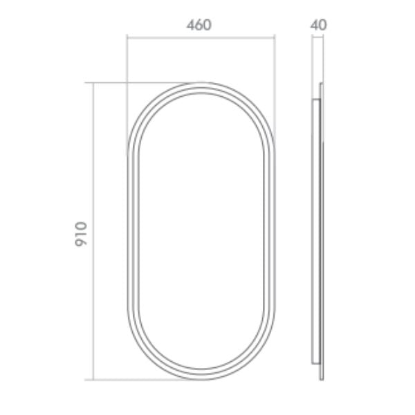 Remer Modern Oblong 910mm or 1210mm  x 460mm Mirror Brushed Nickel Frame