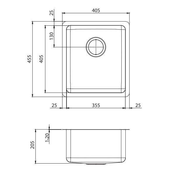 Oliveri Sonetto standard bowl universal sink NTH