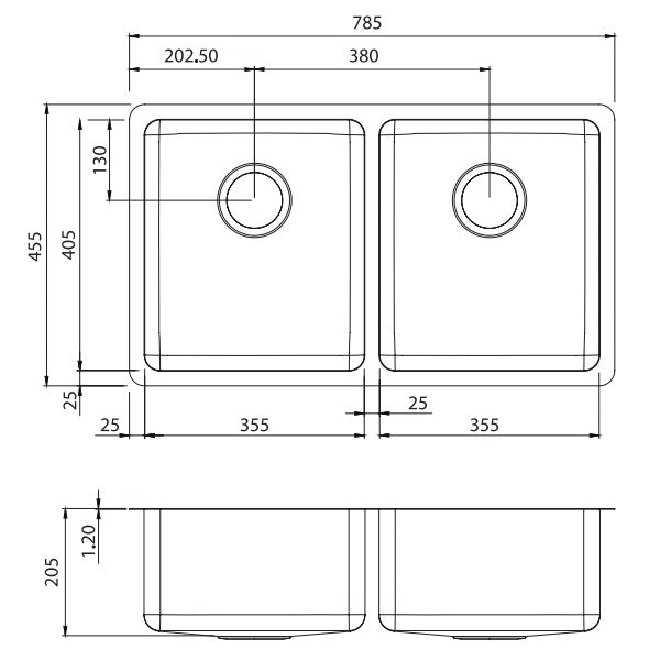 Oliveri Sonetto double bowl universal sink NTH