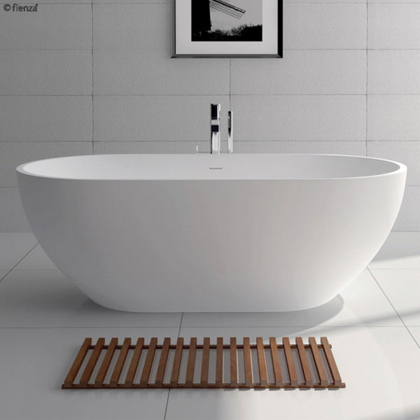 Fienza Nero 1780mm Matte White Stone Bath