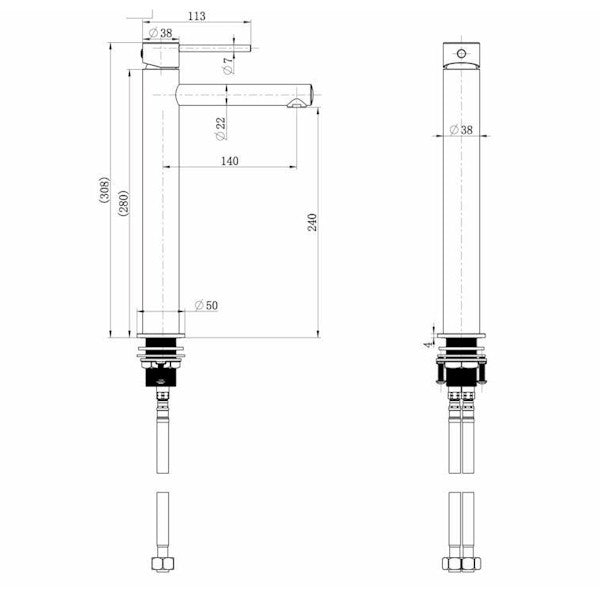 Star Mini High Rise Basin Mixer PVD Champagne