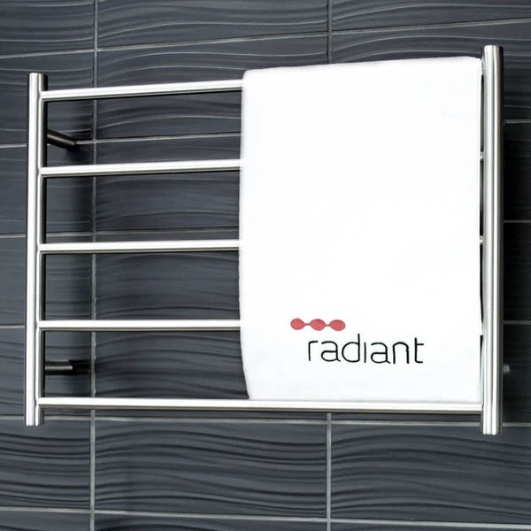 Radiant Round 5 Bar Heated Rail 750mmx550mm Brushed Stainless Steel