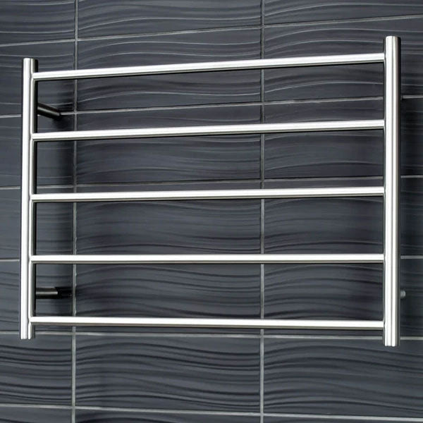 Radiant Round 5 Bar Heated Rail 750mmx550mm Brushed Stainless Steel