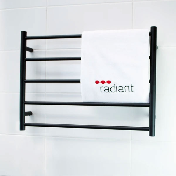 Radiant Round 5 Bar Heated Rail 750mmx550mm Matte Black
