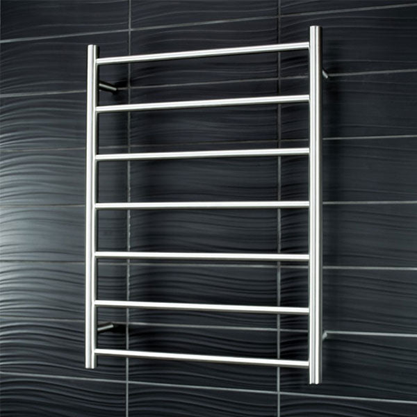 Radiant Round 7 Bar Heated Rail 600mmx800mm Brushed Stainless Steel