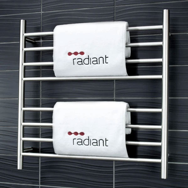 Radiant Round 8 Bar Heated Rail 750mmx750mm Brushed Stainless Steel