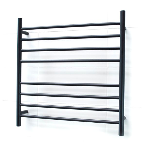 Radiant Round 8 Bar Heated Rail 750mmx750mm Matte Black