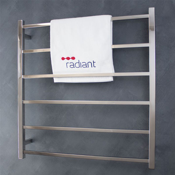Radiant Square 6 bar Non-Heated Rail 800mmx830mm Polished Stainless Steel