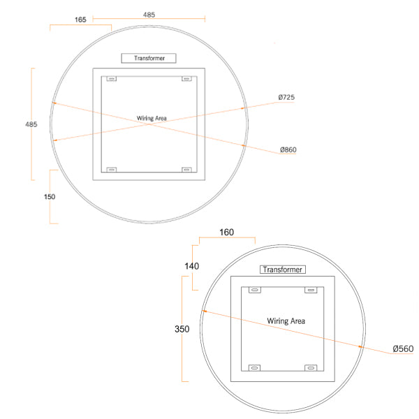 Thermogroup Ablaze Premium RS Range Back-Lit Mirror - 600mm to 900mm