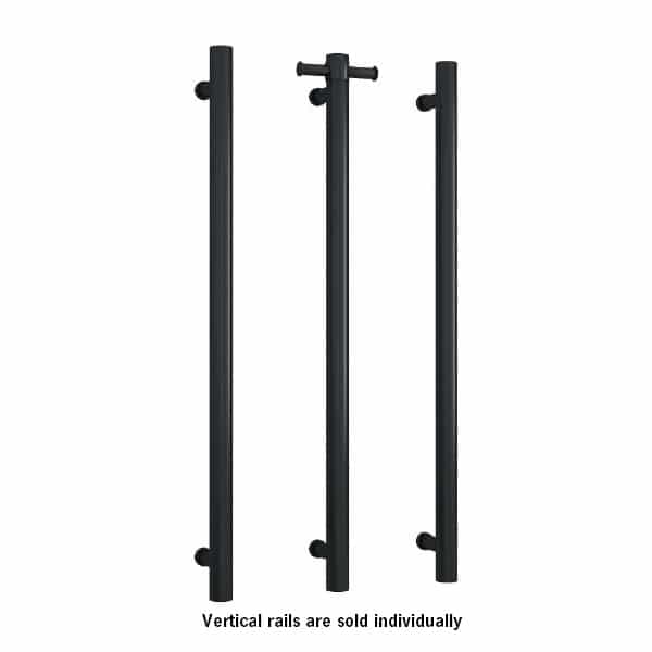 Thermogroup 12V Straight Round Vertical Single Bar Heated Towel Rail Matte Black