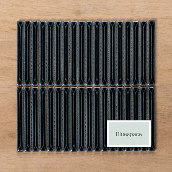 Castaways Midnight Black Gloss Kit Kat Porcelain Mosaic Tile 15x145mm