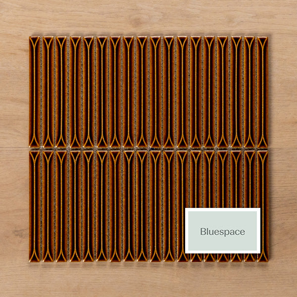 Sample of Castaways Autumn Terracotta Gloss KitKat Porcelain Mosaic Tile - The Blue Space