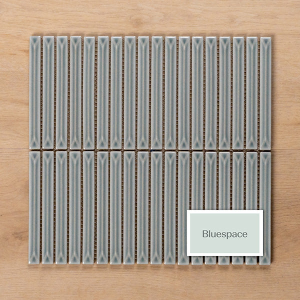 Castaways Silver Sage Gloss Kit Kat Porcelain Mosaic Tile 15x145mm