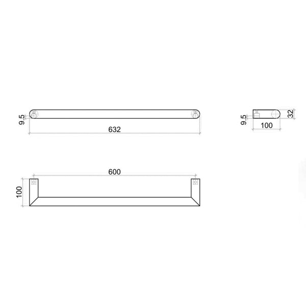 Thermogroup 12V Single Heated Towel Rail 632mm - Polished Stainless Steel