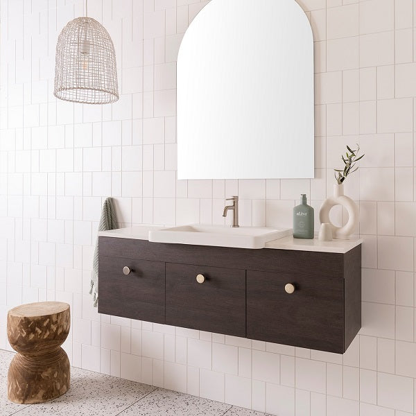 ADP Glacier Pro Semi Recessed Door & Drawer Slim 1200mm Centre Bowl vanity with Caesarstone top - The Blue Space