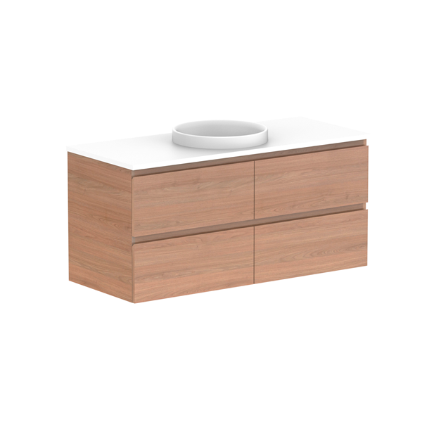 Glacier Full Depth All Drawer Slim 1200mm Wall Hung Centre Bowl Benchtop | The Blue Space
