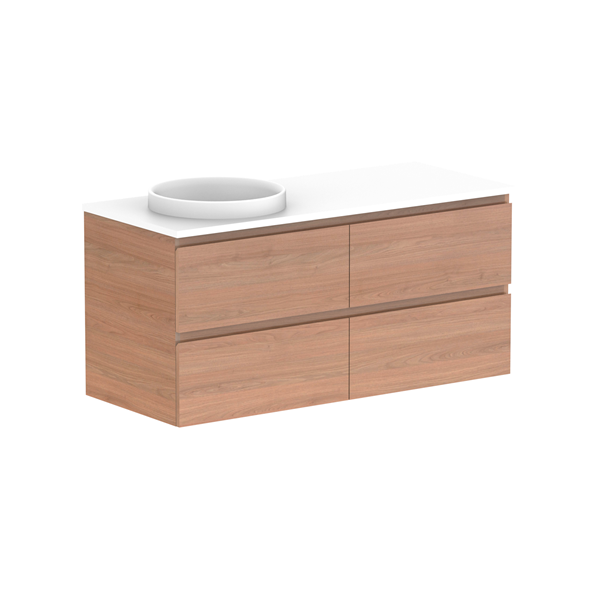 Glacier Full Depth All Drawer Slim 1200mm Wall Hung Left Bowl Benchtop | The Blue Space