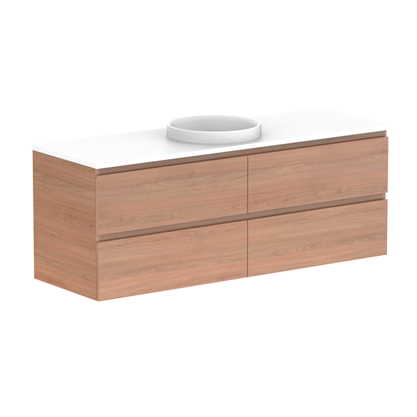 Glacier Full Depth All Drawer Slim 1500mm Wall Hung Centre Bowl Benchtop | The Blue Space