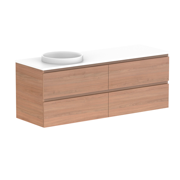 Glacier Full Depth All Drawer Slim 1500mm Wall Hung Left Bowl Benchtop | The Blue Space