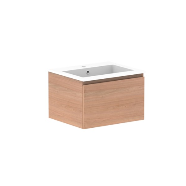 Glacier Full Depth All Drawer Slim 600mm Wall Hung Centre Bowl in Cast Marble Moulded Top | The Blue Space