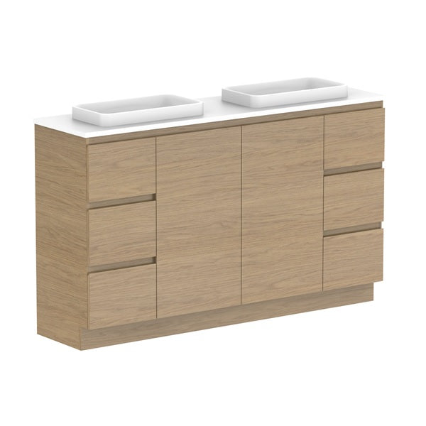 Glacier Ensuite Door & Drawer Trio 1500mm Floor Mount Double Bowl Benchtop | The Blue Space