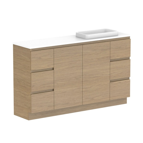 Glacier Ensuite Door & Drawer Trio 1500mm Floor Mount Right Bowl Benchtop | The Blue Space