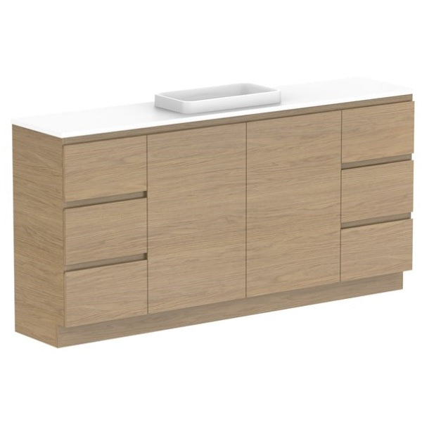 Glacier Ensuite Door & Drawer Trio 1800mm Floor Mount Centre Bowl Benchtop | The Blue Space