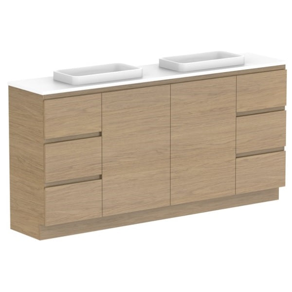 Glacier Ensuite Door & Drawer Trio 1800mm Floor Mount Double Bowl Benchtop | The Blue Space