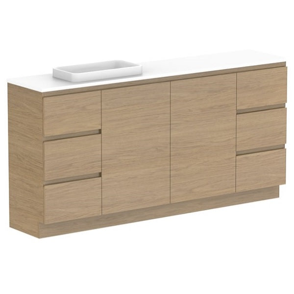 Glacier Ensuite Door & Drawer Trio 1800mm Floor Mount Left Bowl Benchtop | The Blue Space