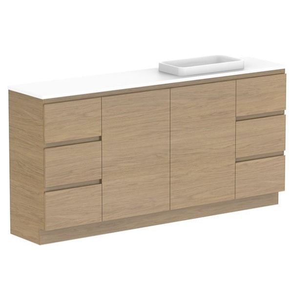 Glacier Ensuite Door & Drawer Trio 1800mm Floor Mount Right Bowl Benchtop | The Blue Space