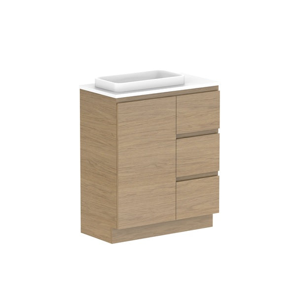 Glacier Ensuite Door & Drawer Trio 750mm Floor Mount Left Bowl Benchtop | The Blue Space