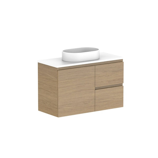 ADP Glacier Lite Ensuite Door and Drawer Twin Vanity with Cherry Pie Top