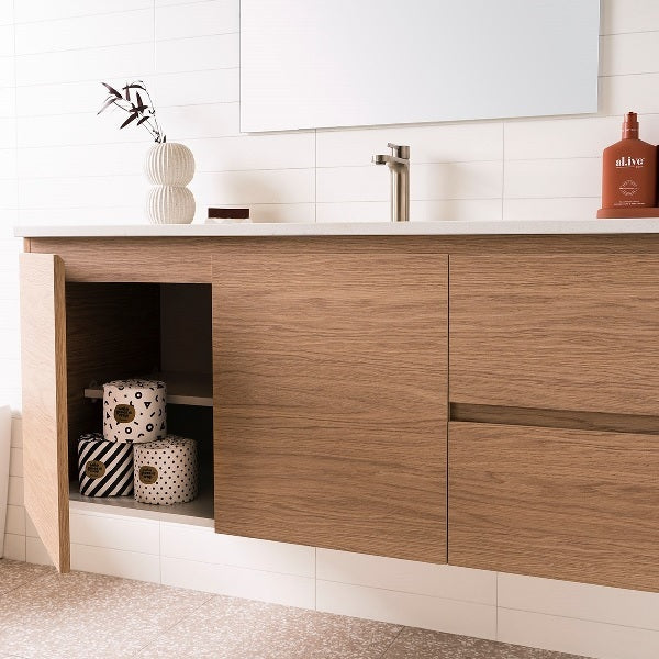 ADP Glacier Lite Ensuite Door and Drawer Twin Vanity with Cherry Pie Top