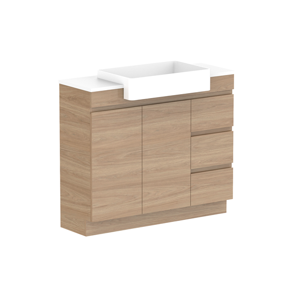 ADP Glacier Semi Recessed Door & Drawer Trio Benchtop 1050 Centre Bowl | The Blue Space