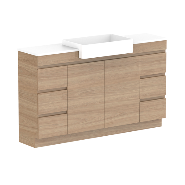 ADP Glacier Semi Recessed Door & Drawer Trio Benchtop 1500 Centre Bowl | The Blue Space