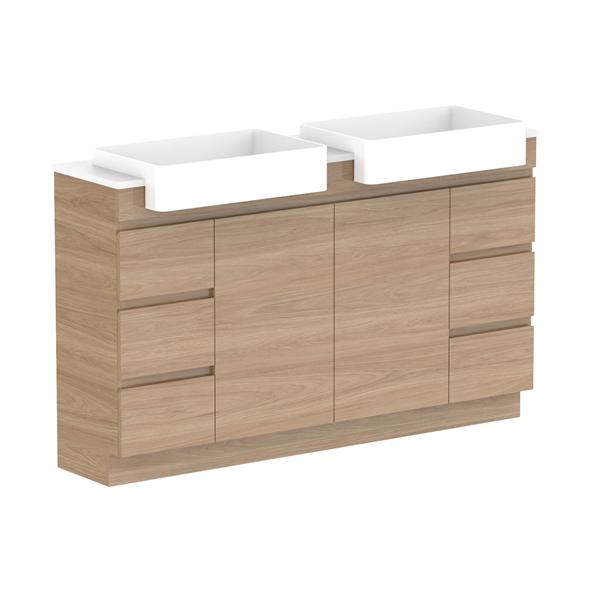 ADP Glacier Semi Recessed Door & Drawer Trio Benchtop 1500 Double Bowl | The Blue Space