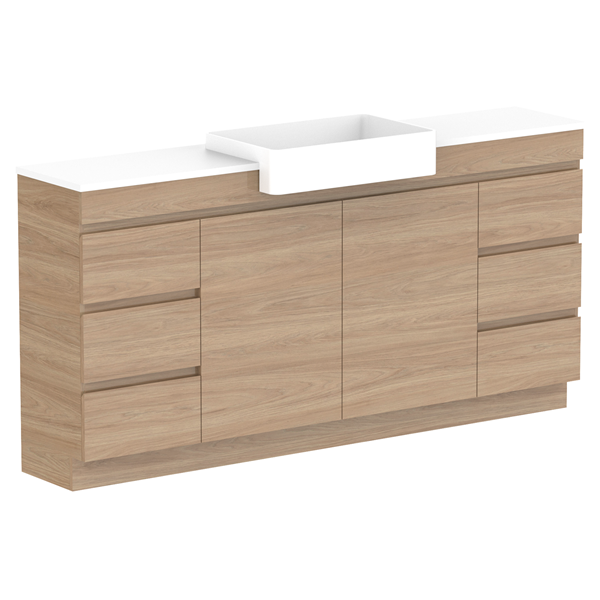ADP Glacier Semi Recessed Door & Drawer Trio Benchtop 1800 Centre Bowl | The Blue Space