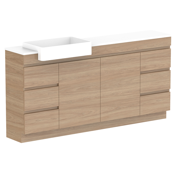 ADP Glacier Semi Recessed Door & Drawer Trio Benchtop 1800 Left Bowl | The Blue Space